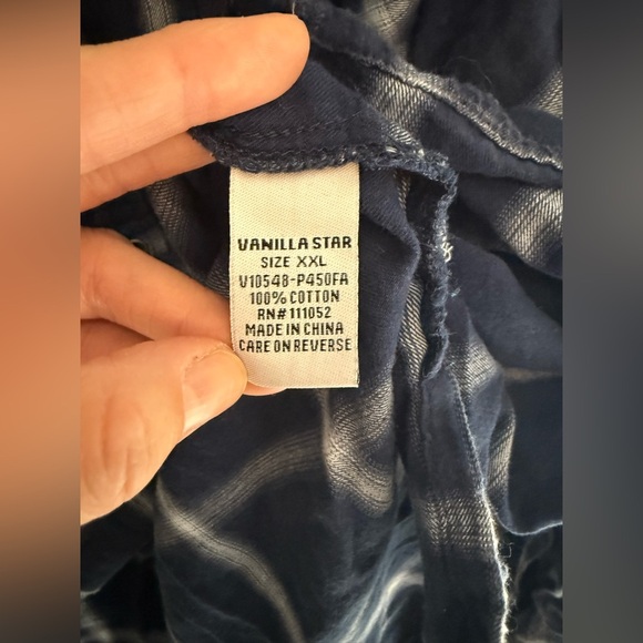 Vanilla Star Button Up Long Sleeve Plaid Flannel Womans SZ XXL Blue White Casual - Picture 5 of 10